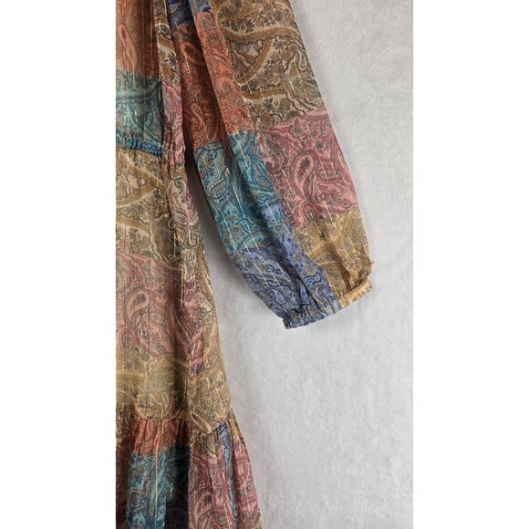 Boston Proper 2 Piece Sheer Dress Sparkly Boho Paisley Sz L Cream Tank Slip - Picture 14 of 16